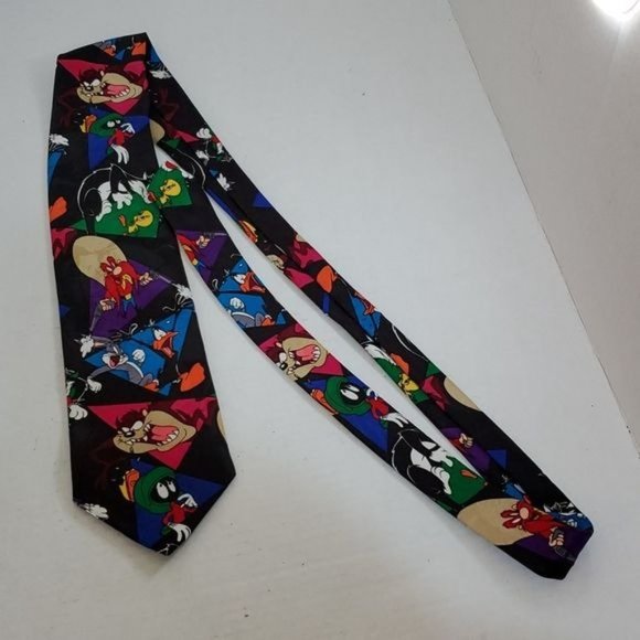 Looney Tunes Mania Men's Tie Vintage Bugs Bunny Daffy Duck Sylvester Tweetie - Picture 2 of 7